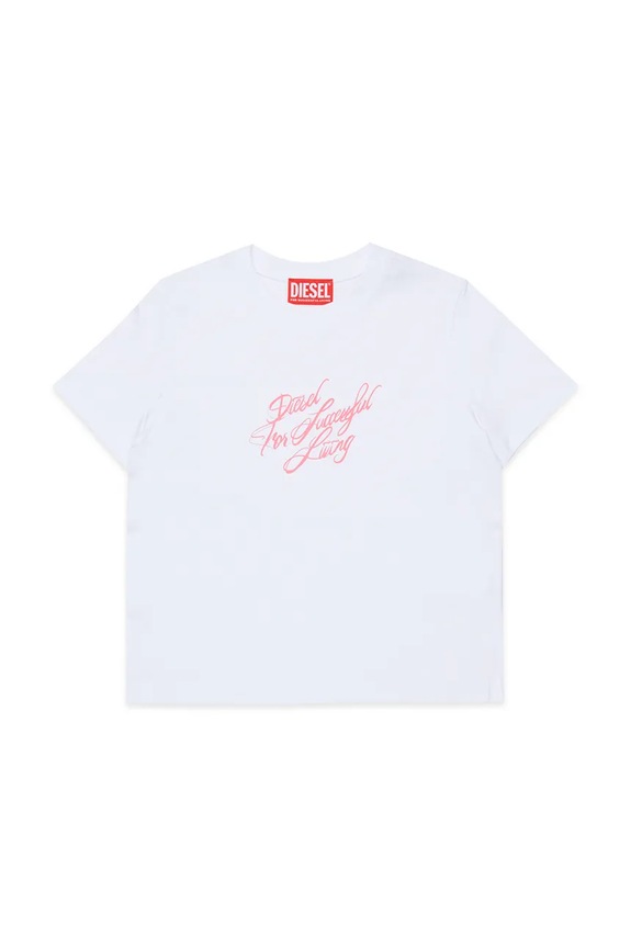 Diesel t-shirt bawełniany dziecięcy TRIPIT T-SHIRT nadruk biały J02597.0GRAI