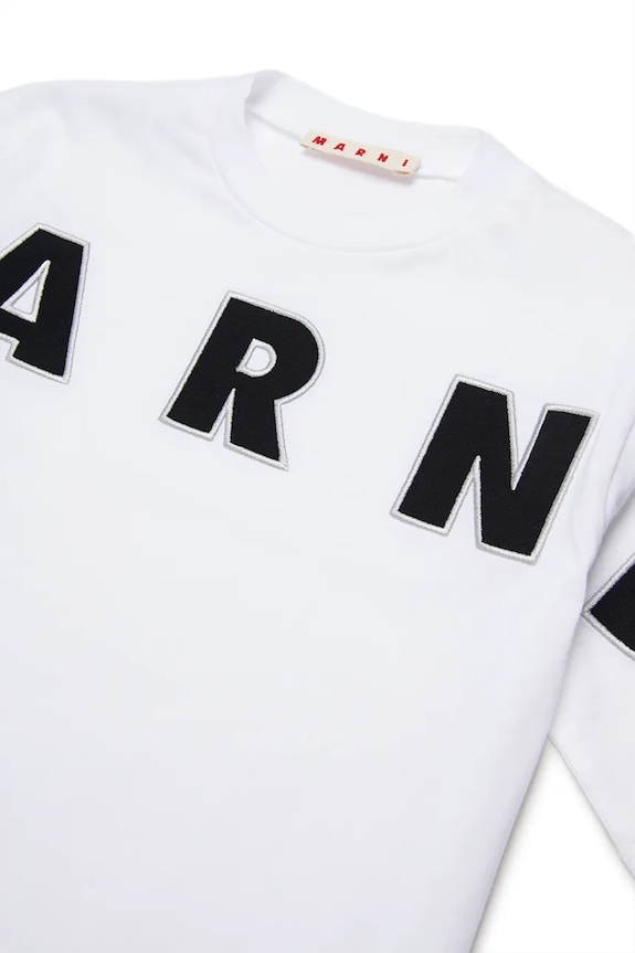 Dziewczynka Marni t-shirt bawełniany dziecięcy MT303F T-SHIRT M01733.M00RF biały