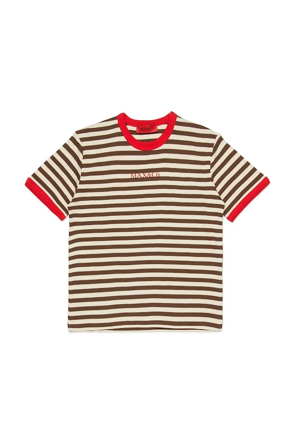 MAX&Co. t-shirt bawełniany dziecięcy MAXT29F T-SHIRT nadruk beżowy MX0285.MX046