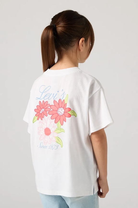 Dječja majica kratkih rukava Levi's LEVIS FLORAL OVERSIZED TEE okrugli bijela 3EP700