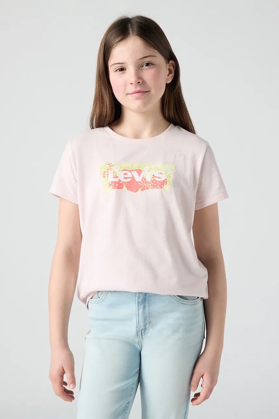 Otroška kratka majica Levi's STRAWBERRY SS BATWING TEE Potisk roza 4EP887
