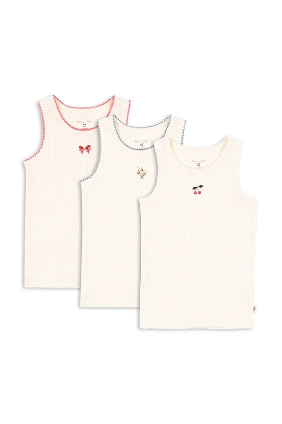 Detský top Konges Sløjd MINNA 3 PACK TANK TOPS GOTS 3-pak bavlna béžová KS104996.PPY2