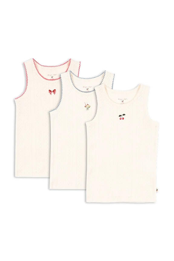 Detský top Konges Sløjd MINNA 3 PACK TANK TOPS GOTS 3-pak bavlna béžová KS104996.PPY2