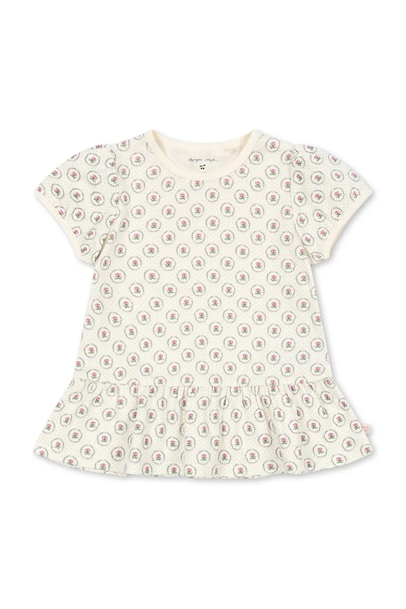 Dječja pamučna majica kratkih rukava Konges Sløjd CLASSIC TEE GOTS Planet friendly bež KS104735.PPY2