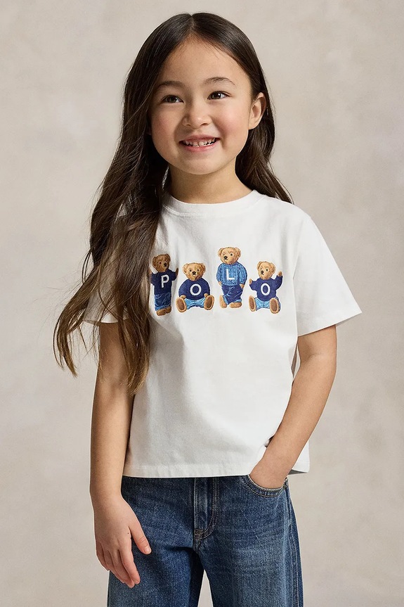 Dječja pamučna majica kratkih rukava Polo Ralph Lauren print bijela 312A11851001