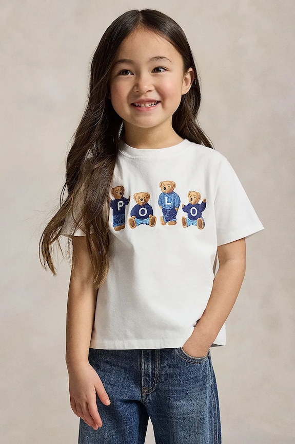 Dječja pamučna majica kratkih rukava Polo Ralph Lauren print bijela 312A11851001