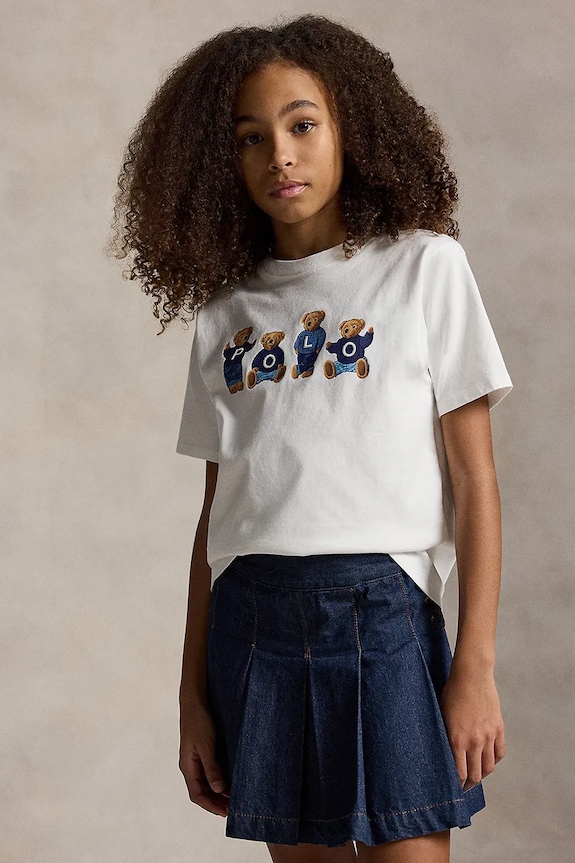 Παιδικό βαμβακερό μπλουζάκι Polo Ralph Lauren στάμπα λευκό 313A11851001