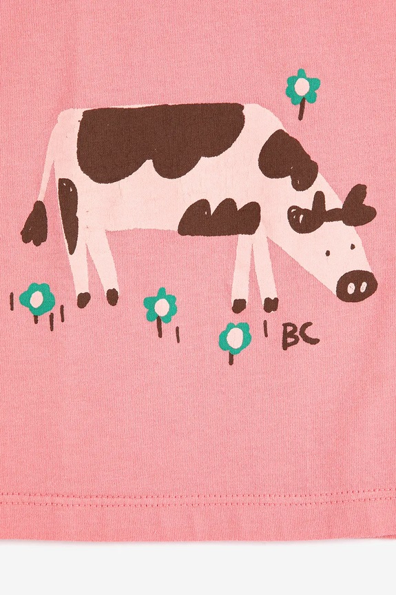 Dziewczynka Bobo Choses t-shirt bawełniany dziecięcy Farm Adventure 126AC004 różowy