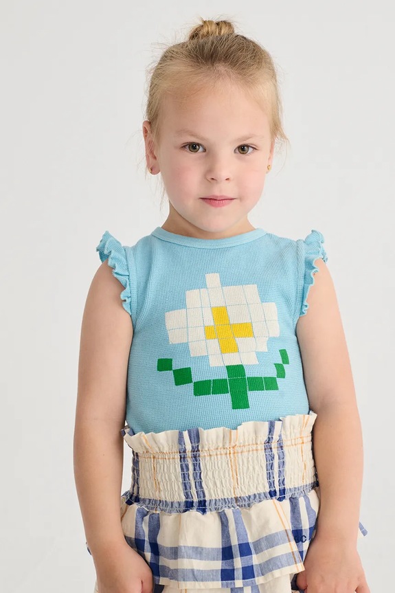 Bobo Choses top din bumbac pentru copii Pixel Daisy print albastru 126AC029