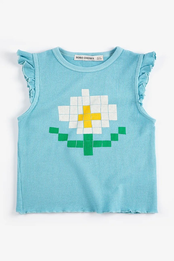 Bobo Choses top din bumbac pentru copii Pixel Daisy 126AC029 albastru SS26