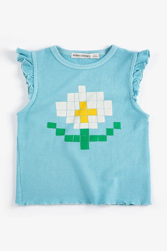 Bobo Choses top din bumbac pentru copii Pixel Daisy 126AC029 albastru SS26