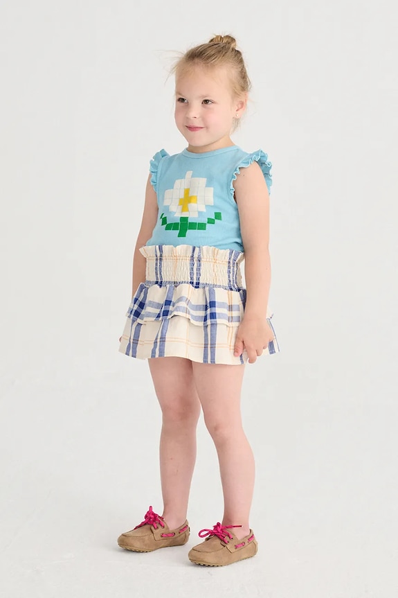 Bobo Choses top din bumbac pentru copii Pixel Daisy albastru 126AC029
