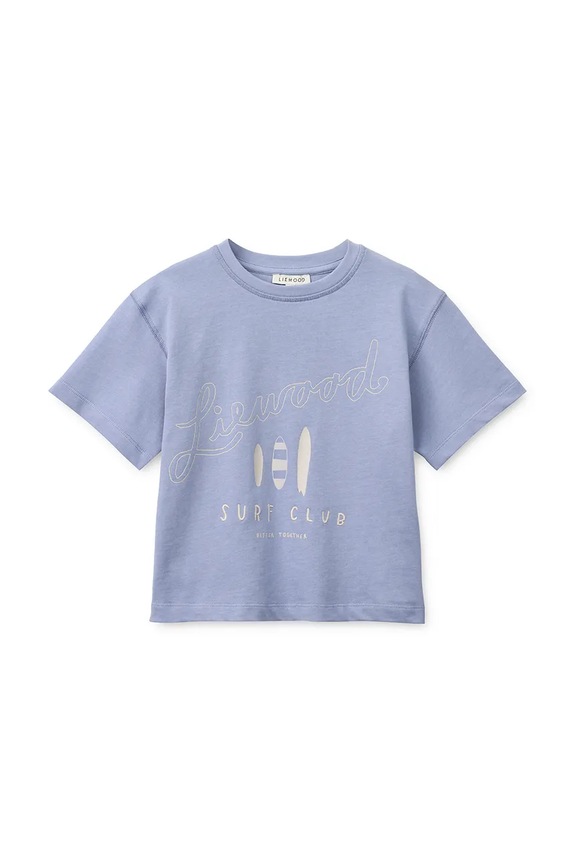 Παιδικό βαμβακερό μπλουζάκι Liewood Tyler Placement SS T-shirt LW20637.PPY2 μωβ SS26