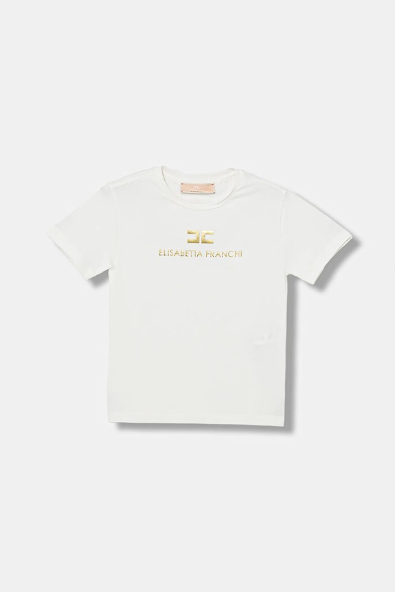 Detské tričko Elisabetta Franchi s elastanom béžová EFTS260.0.JE006.98.128