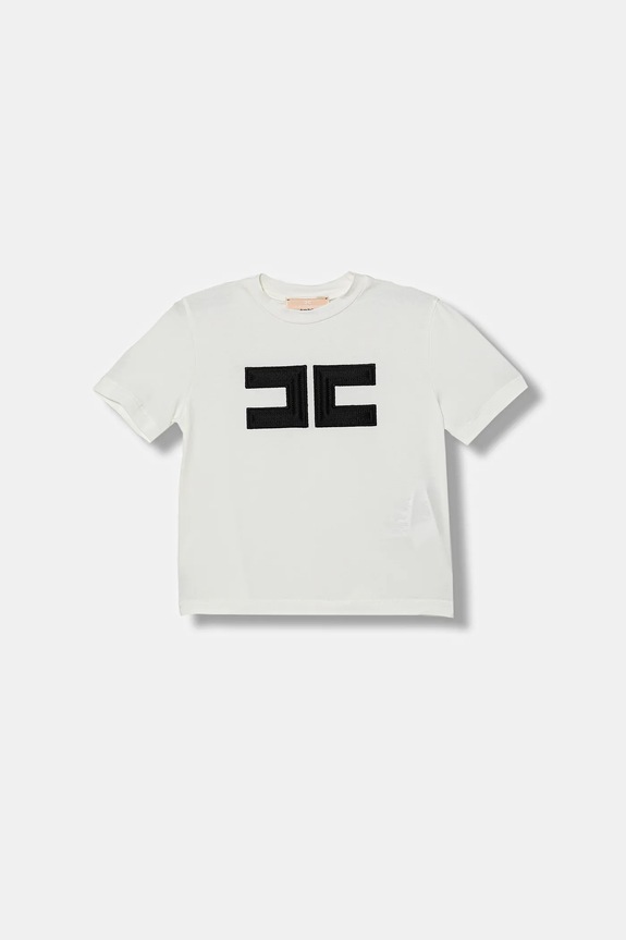 Detské tričko Elisabetta Franchi s elastanom béžová EFTS262.0.JE006.98.128