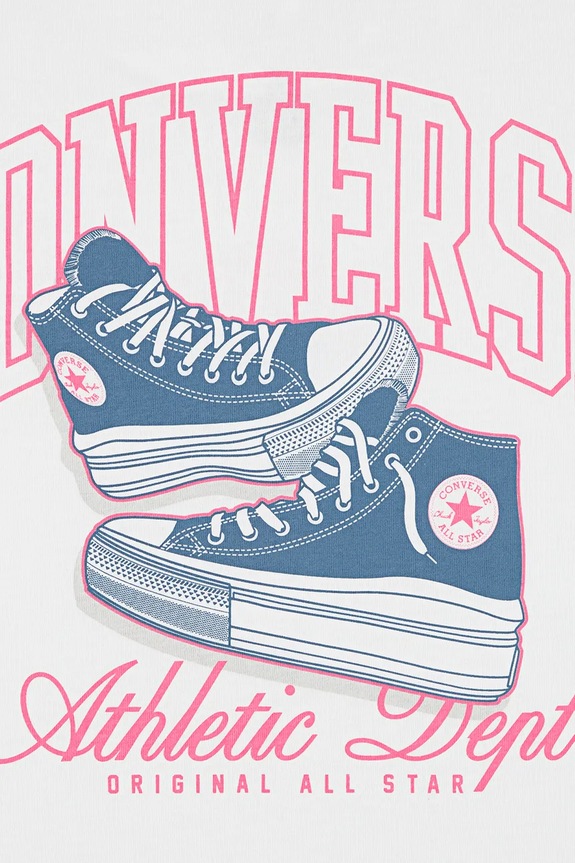Dziewczynka Converse t-shirt dziecięcy 4CH768 biały