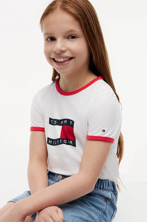 Tommy Hilfiger tričko detské bavlnené KG0KG09124.128.176.PPY2 biela