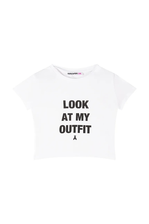 Patrizia Pepe t-shirt dziecięcy J051 z elastanem biały 7M0972