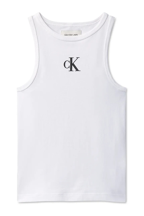 Calvin Klein Jeans top dziecięcy bawełniany LVCKSJB10G.128.176.PPY2 biały SS26