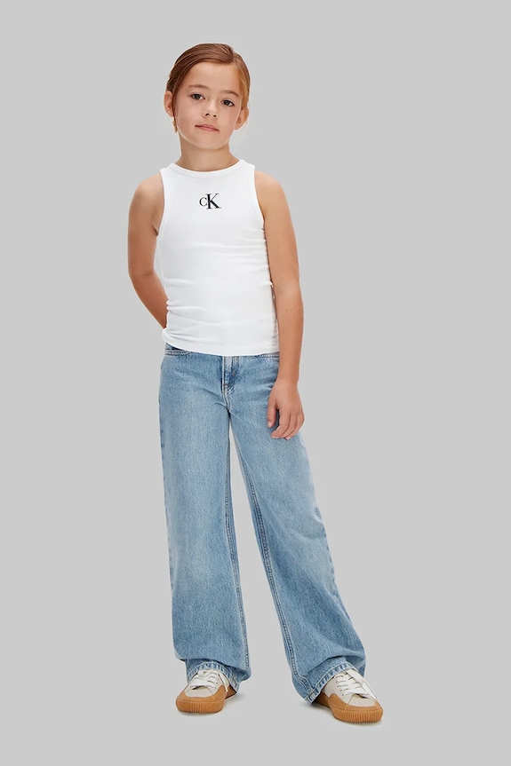 Dziewczynka Calvin Klein Jeans top dziecięcy bawełniany LVCKSJB10G.128.176.PPY2 biały