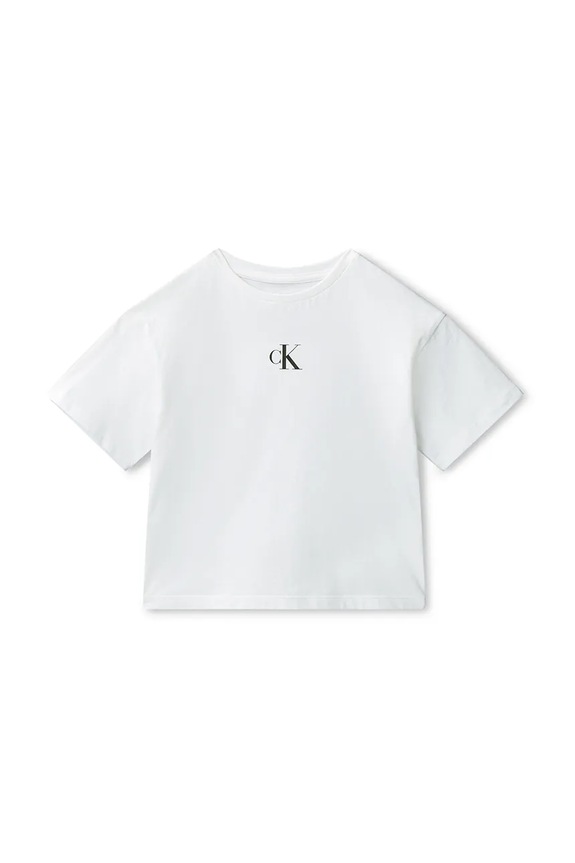 Calvin Klein Jeans T-shirt dziecięcy bawełniany LVCKSJA16G.128.176.PPY2 biały SS26