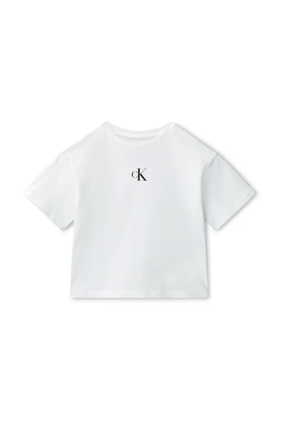 Calvin Klein Jeans T-shirt dziecięcy bawełniany LVCKSJA16G.128.176.PPY2 biały SS26