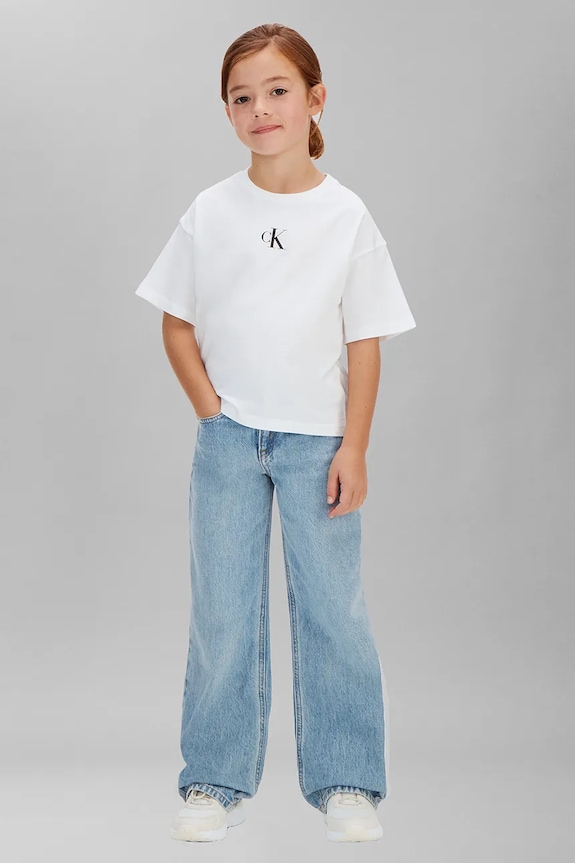 Dziewczynka Calvin Klein Jeans T-shirt dziecięcy bawełniany LVCKSJA16G.128.176.PPY2 biały