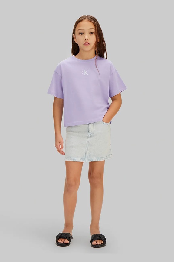 Dziewczynka Calvin Klein Jeans T-shirt dziecięcy bawełniany LVCKSJA16G.128.176.PPY2 fioletowy