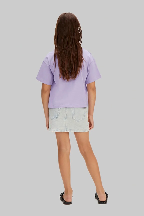 Calvin Klein Jeans T-shirt dziecięcy bawełniany fioletowy LVCKSJA16G.128.176.PPY2