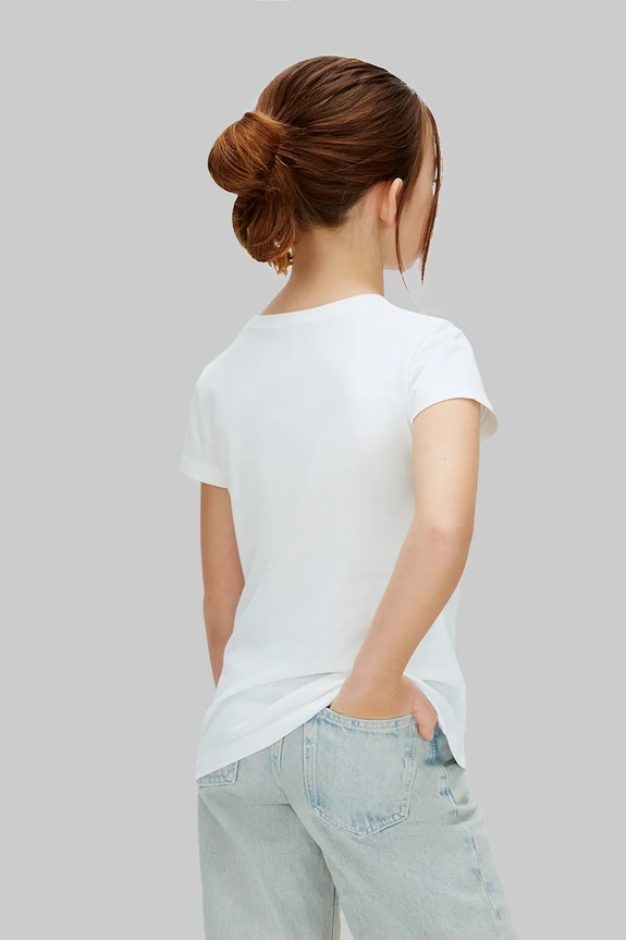 Dziewczynka Calvin Klein Jeans T-shirt dziecięcy bawełniany LVCKSJA17G.128.176.PPY2 biały