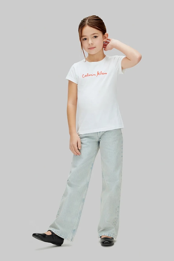 Calvin Klein Jeans T-shirt dziecięcy bawełniany biały LVCKSJA17G.128.176.PPY2