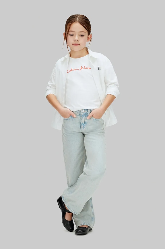 Calvin Klein Jeans T-shirt dziecięcy bawełniany LVCKSJA17G.128.176.PPY2 biały