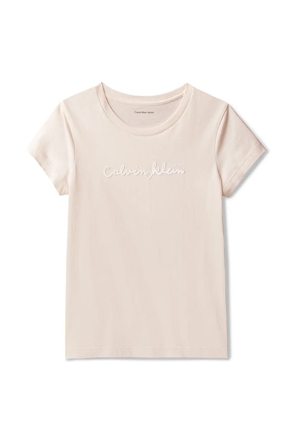 Calvin Klein Jeans T-shirt dziecięcy bawełniany LVCKSJA17G.128.176.PPY2 pomarańczowy SS26