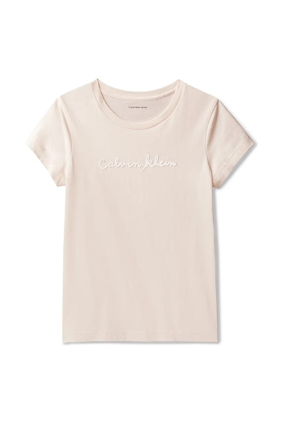 Calvin Klein Jeans T-shirt dziecięcy bawełniany LVCKSJA17G.128.176.PPY2 pomarańczowy SS26
