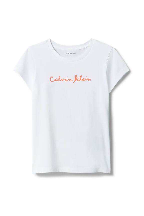 Calvin Klein Jeans T-shirt dziecięcy bawełniany LVCKSJA17G.104.116.PPY2 biały SS26