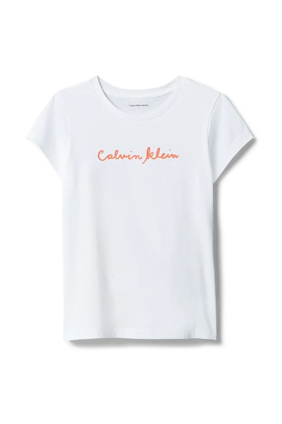 Calvin Klein Jeans T-shirt dziecięcy bawełniany LVCKSJA17G.104.116.PPY2 biały SS26