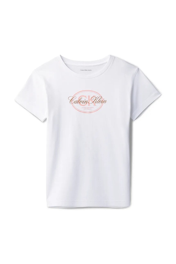 Calvin Klein Jeans T-shirt dziecięcy bawełniany LVCKSJA25G.128.176.PPY2 biały SS26