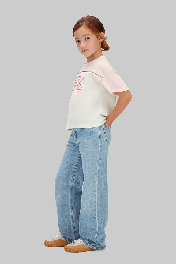 Calvin Klein Jeans T-shirt dziecięcy bawełniany LVCKSJA26G.104.116.PPY2 beżowy