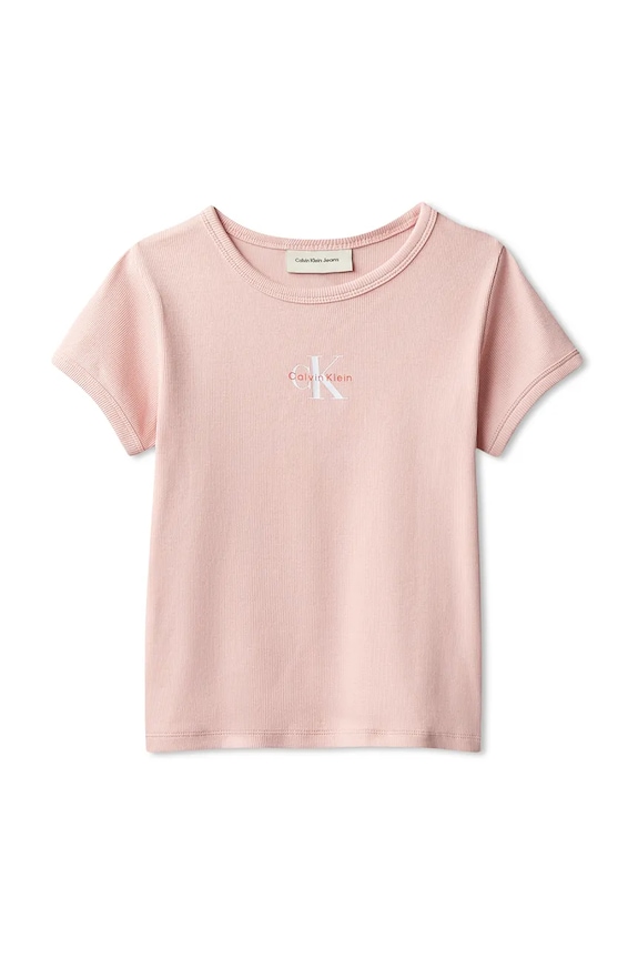 Calvin Klein Jeans T-shirt dziecięcy bawełniany LVCKSJB11G.128.176.PPY2 różowy SS26