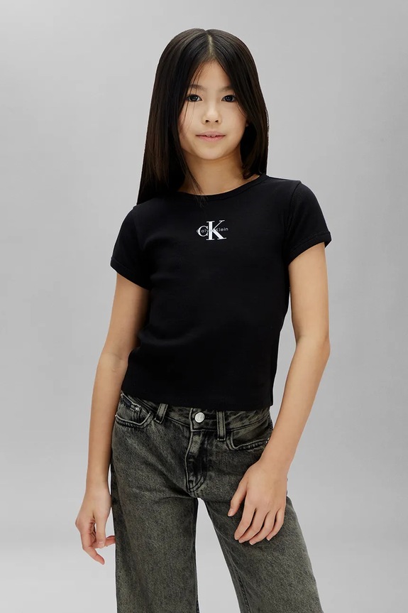 Calvin Klein Jeans t-shirt παιδικό βαμβακερό μαύρο LVCKSJB11G.128.176.PPY2