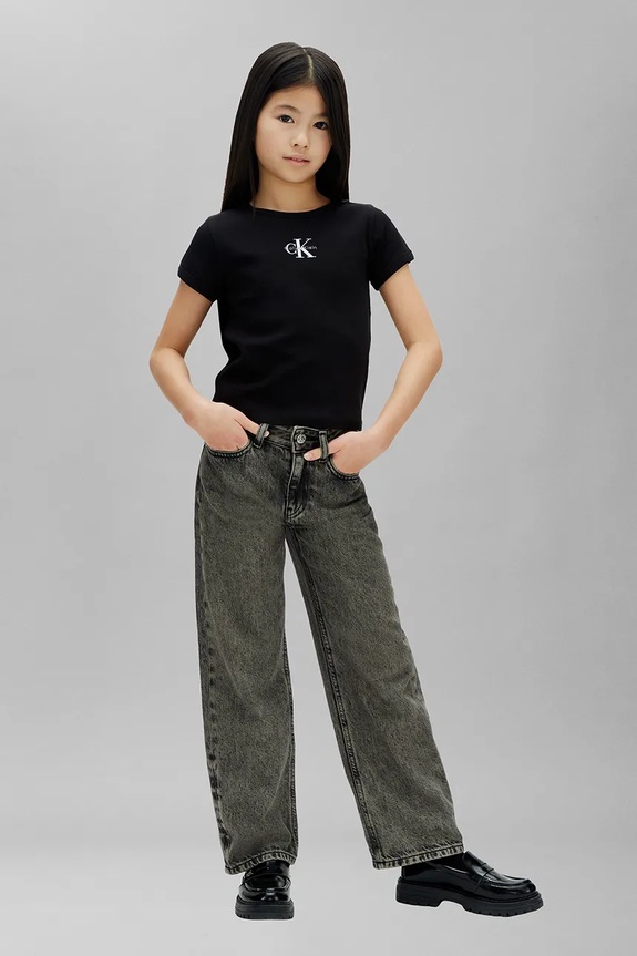 Κοριτσίστικα Calvin Klein Jeans t-shirt παιδικό βαμβακερό LVCKSJB11G.128.176.PPY2 μαύρο