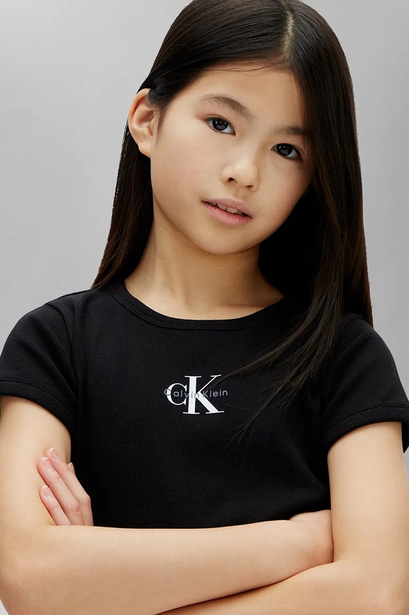 Calvin Klein Jeans t-shirt παιδικό βαμβακερό LVCKSJB11G.128.176.PPY2 μαύρο