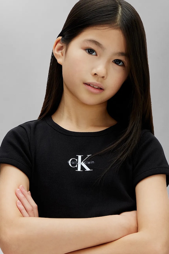 Calvin Klein Jeans t-shirt παιδικό βαμβακερό LVCKSJB11G.128.176.PPY2 μαύρο