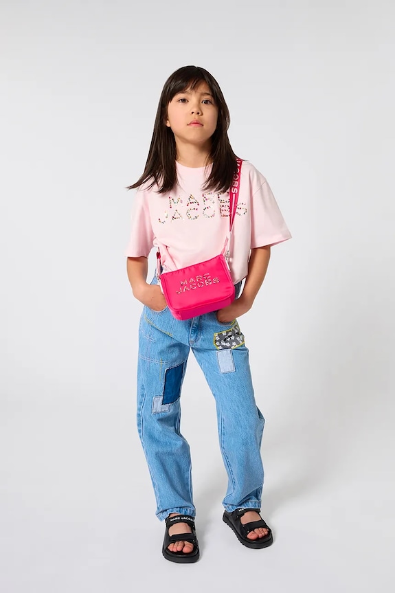 Marc Jacobs t-shirt bawełniany dziecięcy aplikacja różowy W60746.102.108