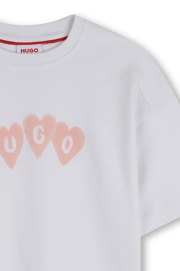 Fete HUGO tricou de bumbac pentru copii G01052.114.150 alb