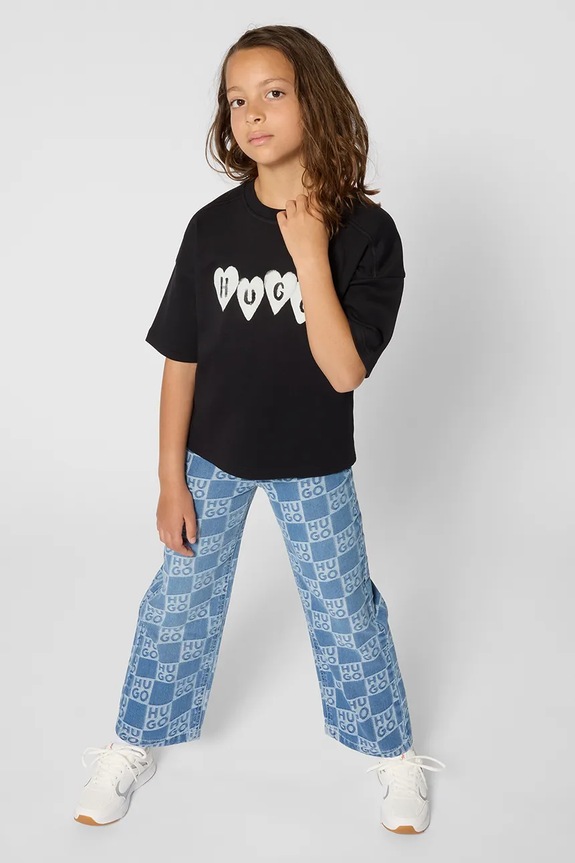 HUGO t-shirt bawełniany dziecięcy nadruk czarny G01052.114.150