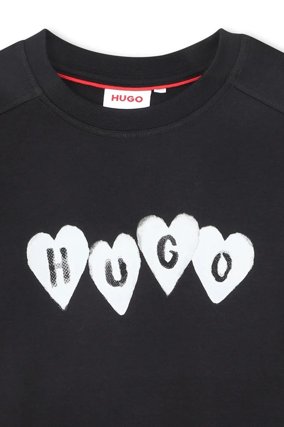 HUGO t-shirt bawełniany dziecięcy czarny G01052.114.150