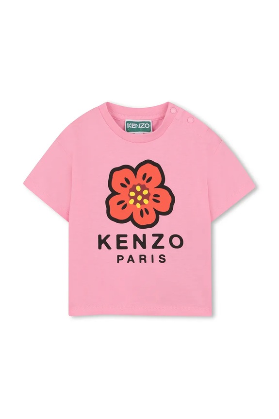 Dětské bavlněné tričko Kenzo Kids kulatý růžová K61818.71.81