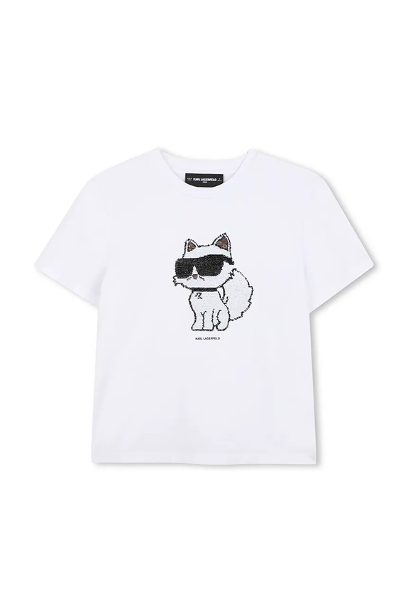 Dječja majica kratkih rukava Karl Lagerfeld s elastinom bijela Z31153.114.150
