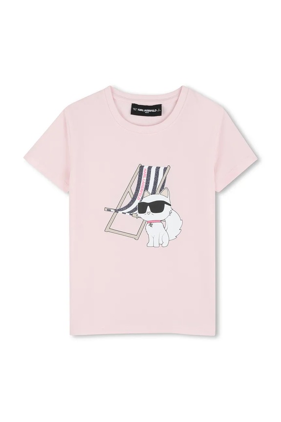 Karl Lagerfeld t-shirt dziecięcy z elastanem różowy Z31157.156.162